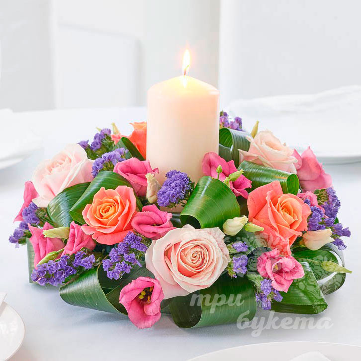 Купить композицию цветов на стол из роз в Краснодаре