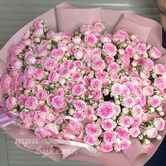 101 кустовая розовая роза 60 см.
