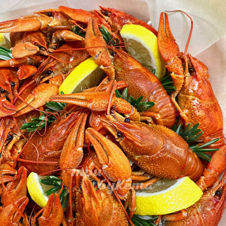 Букет из крупных раков (крупный план)